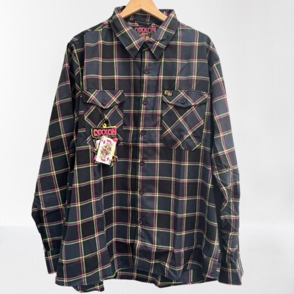 DIXXON Flannel Co Punk Rock Museum Collab Men's Button Down Plaid NEW 2X - Picture 3 of 9